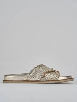 Ciabatte tacco 1cm pelle oro