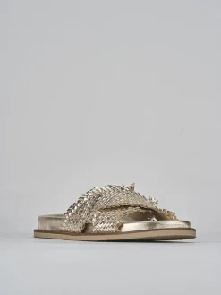 Ciabatte tacco 1cm pelle oro