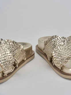 Ciabatte tacco 1cm pelle oro