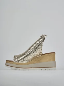 Ciabatte tacco 8cm pelle oro