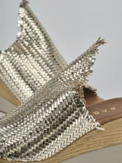 Ciabatte tacco 8cm pelle oro