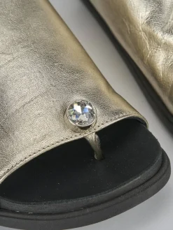 Ciabatte tacco 1cm pelle oro