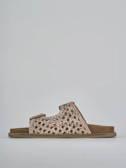 Ciabatte tacco 1cm pelle oro