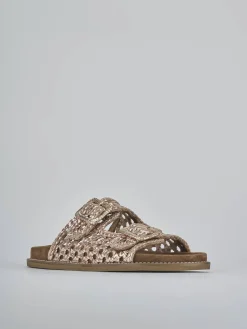 Ciabatte tacco 1cm pelle oro