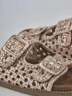 Ciabatte tacco 1cm pelle oro