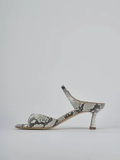 Ciabatte tacco 5cm pitone beige