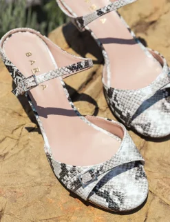 Ciabatte tacco 5cm pitone beige