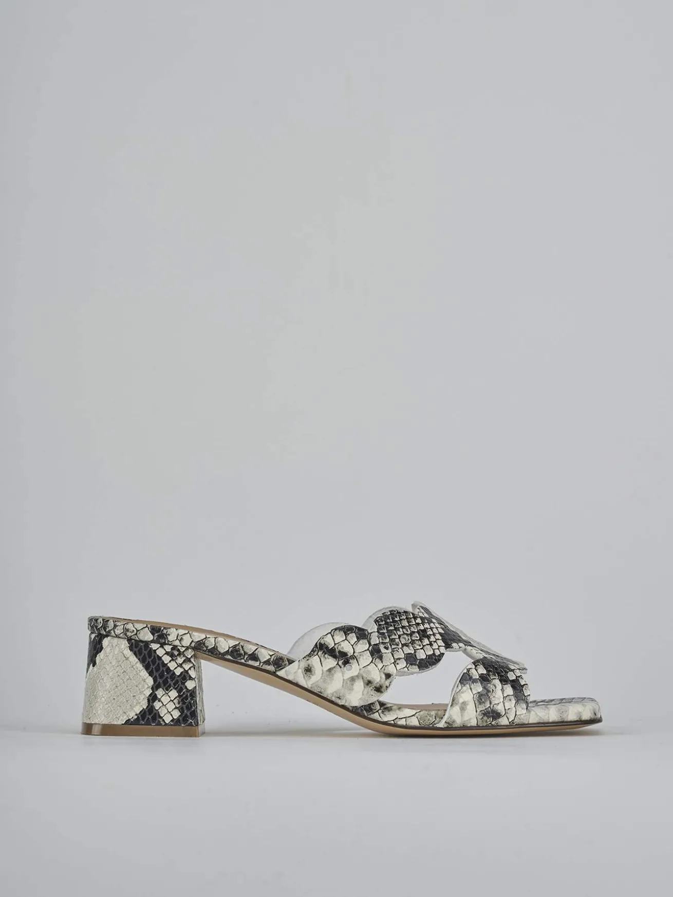 Ciabatte tacco 5cm pitone multicolor