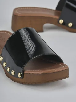 Ciabatte tacco 3cm vernice nero