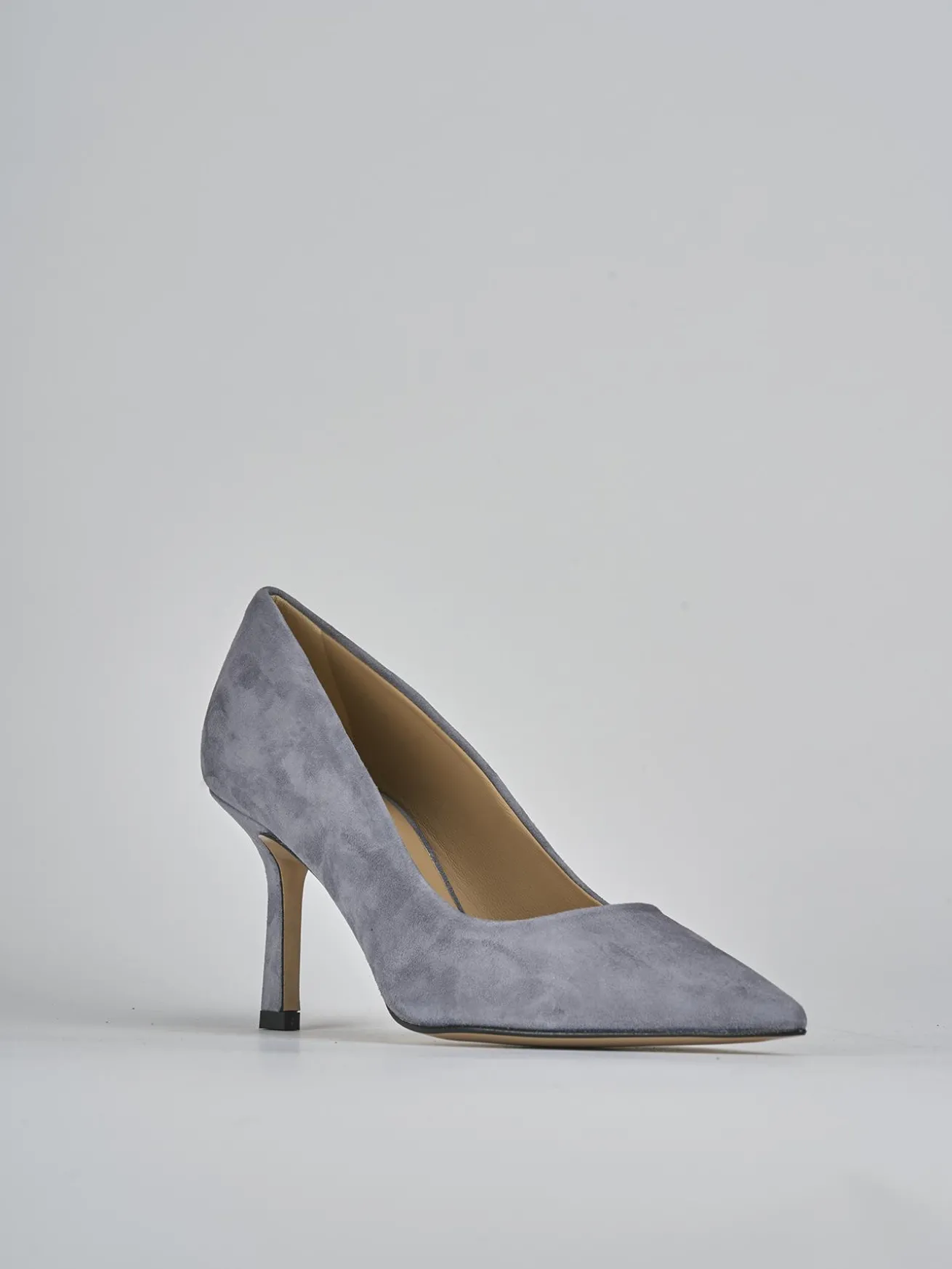 Décolleté tacco 7cm camoscio grigio