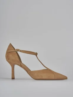 Décolleté tacco 7cm camoscio marrone