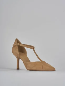 Décolleté tacco 7cm camoscio marrone