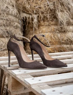 Décolleté tacco 10cm camoscio testa