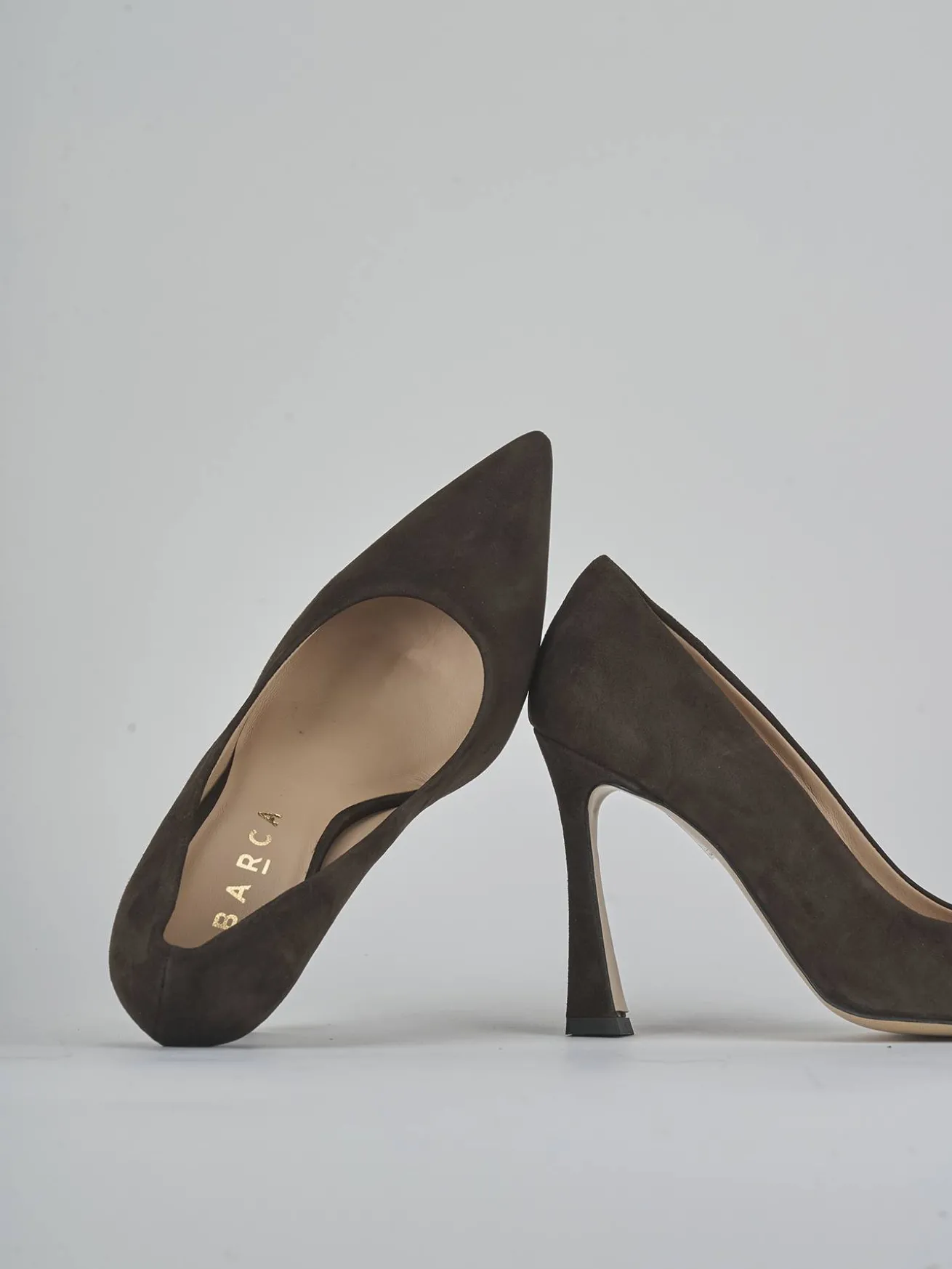 Décolleté tacco 9cm camoscio testa