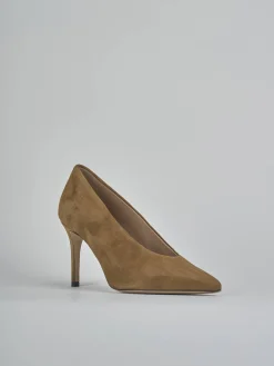Décolleté tacco 7cm camoscio marrone