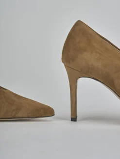 Décolleté tacco 7cm camoscio marrone