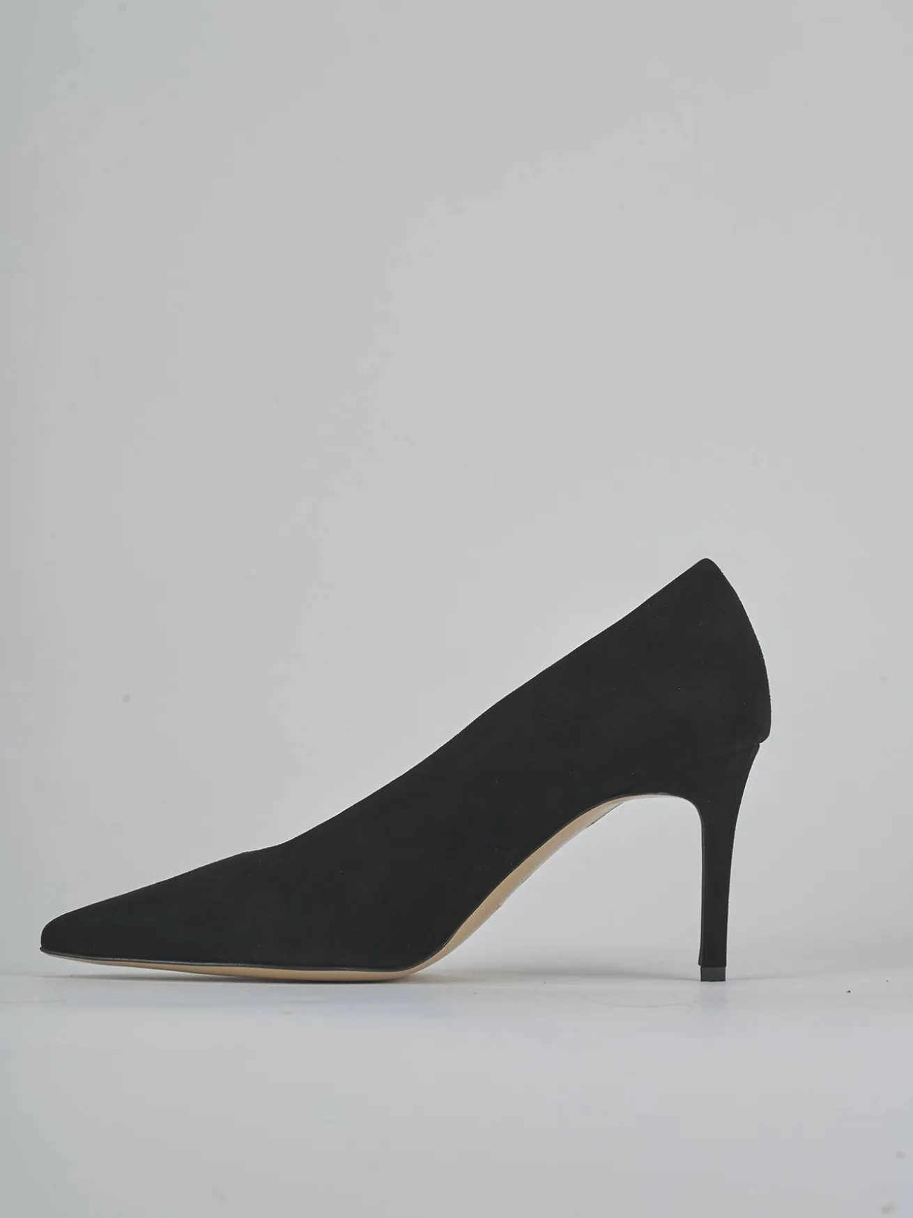 Décolleté tacco 7cm camoscio nero