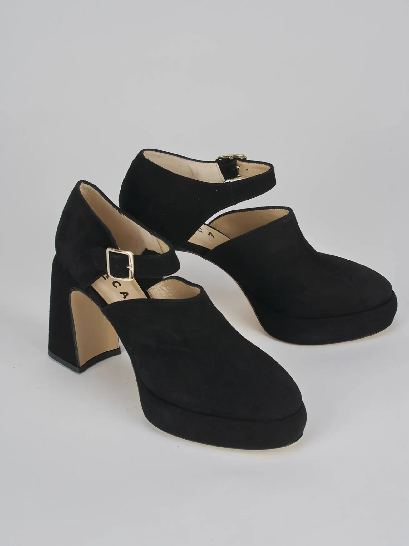 Décolleté tacco 9cm camoscio nero