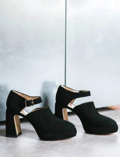 Décolleté tacco 9cm camoscio nero