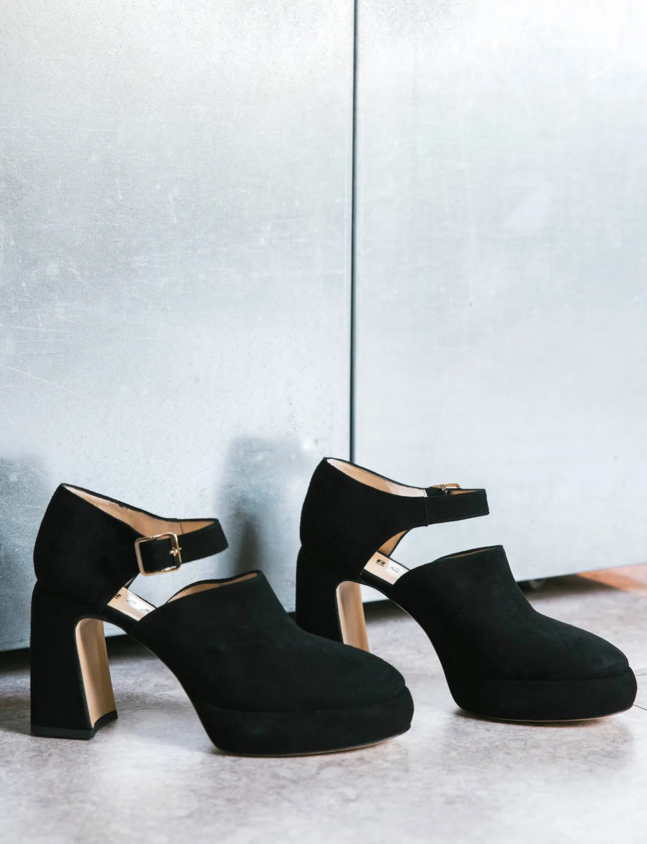 Décolleté tacco 9cm camoscio nero