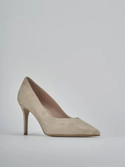 Décolleté tacco 7cm camoscio beige