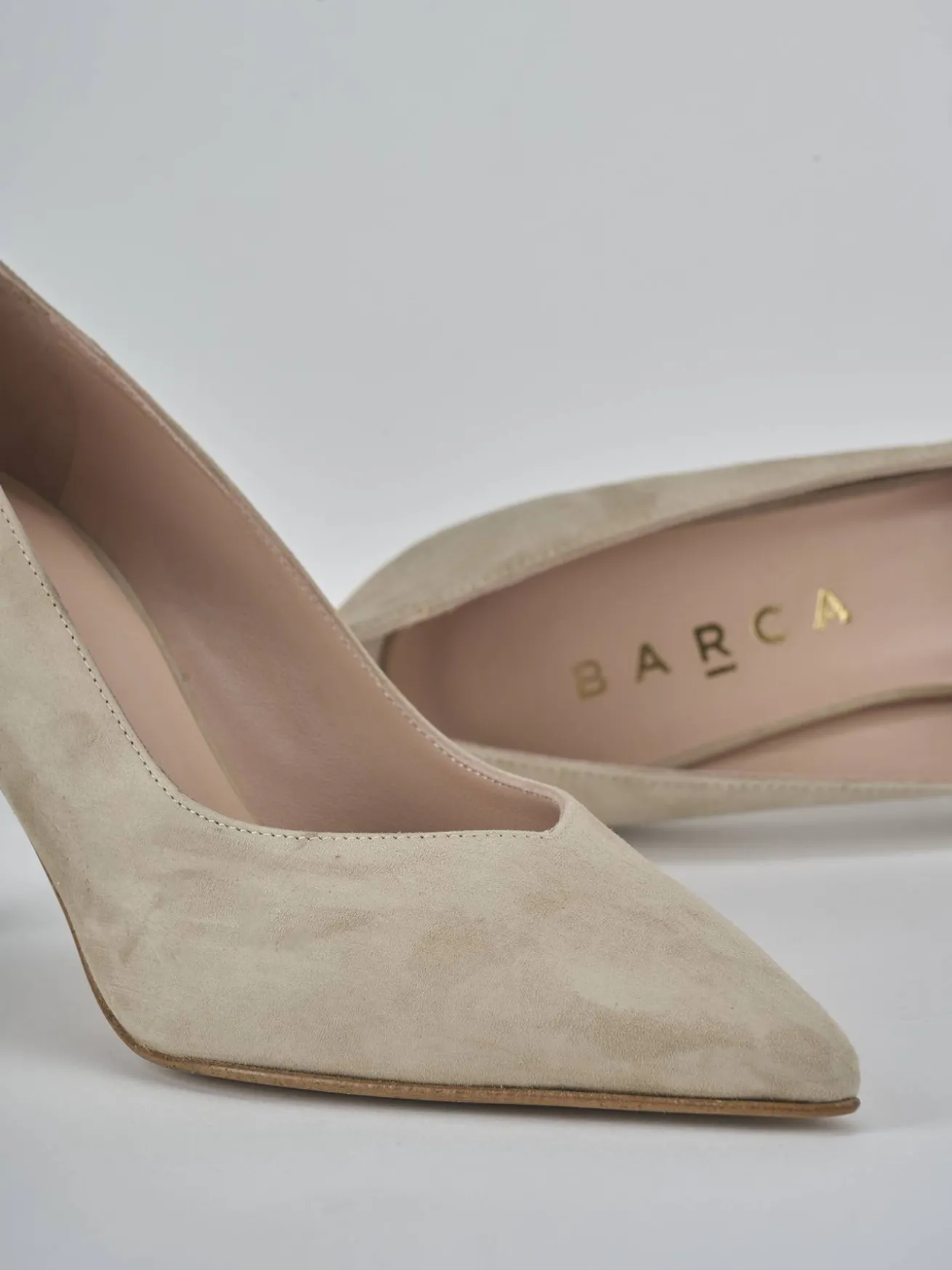 Décolleté tacco 7cm camoscio beige