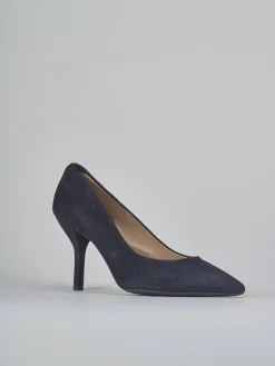 Décolleté tacco 7cm camoscio blu