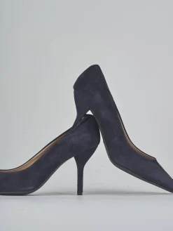 Décolleté tacco 7cm camoscio blu