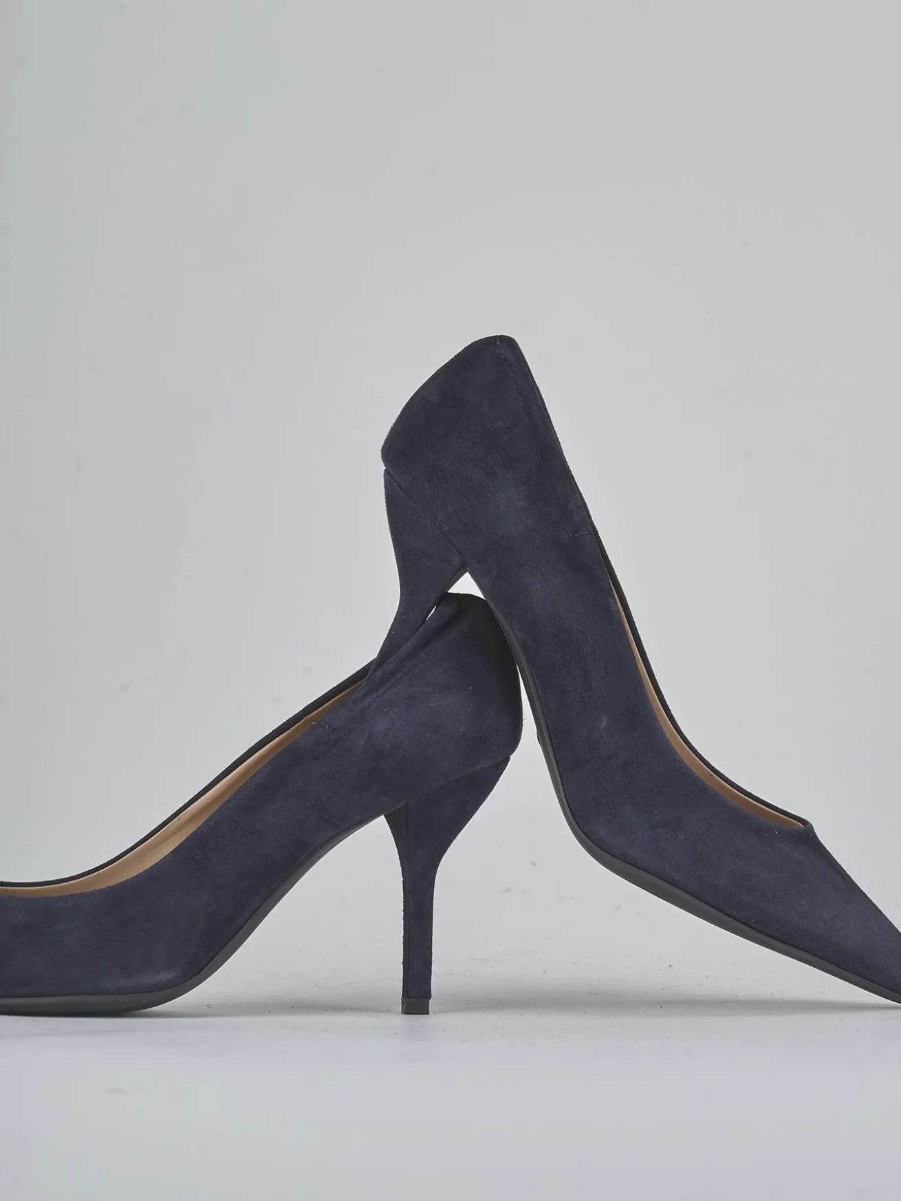 Décolleté tacco 7cm camoscio blu