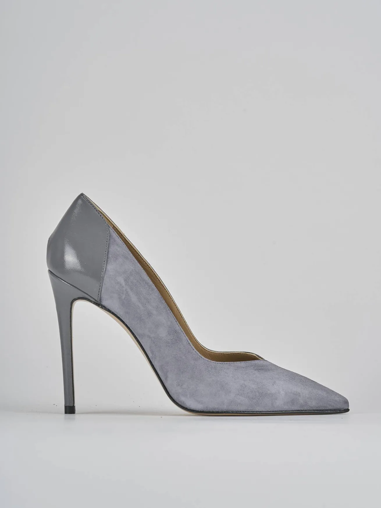 Décolleté tacco 11cm camoscio grigio
