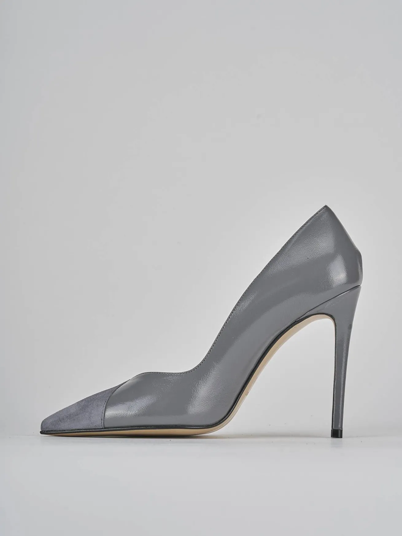 Décolleté tacco 11cm camoscio grigio