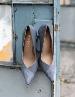 Décolleté tacco 11cm camoscio grigio