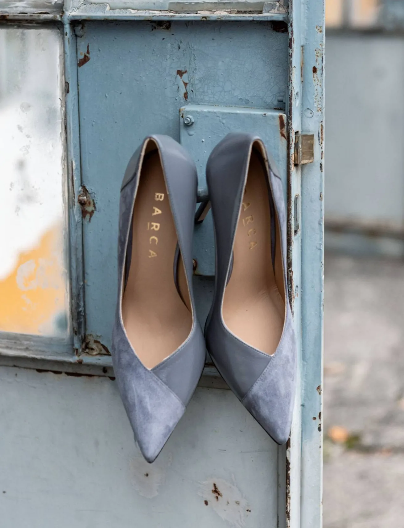 Décolleté tacco 11cm camoscio grigio