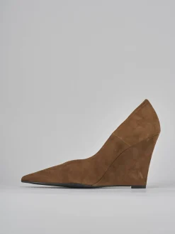 Décolleté tacco 9cm camoscio marrone