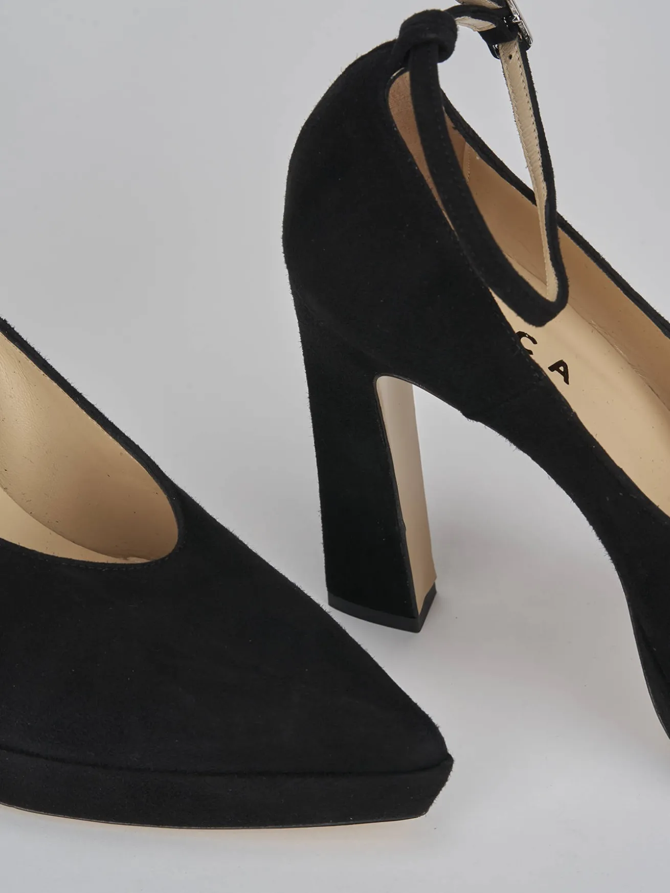 Décolleté tacco 11cm camoscio nero