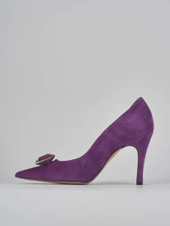 Décolleté tacco 9cm camoscio viola