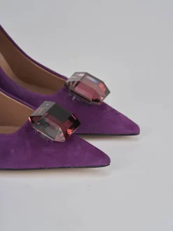 Décolleté tacco 9cm camoscio viola