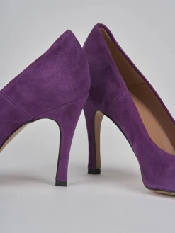 Décolleté tacco 9cm camoscio viola