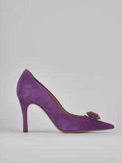 Décolleté tacco 9cm camoscio viola
