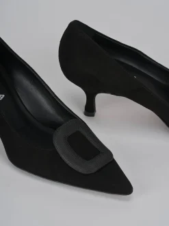 Décolleté tacco 5cm camoscio nero