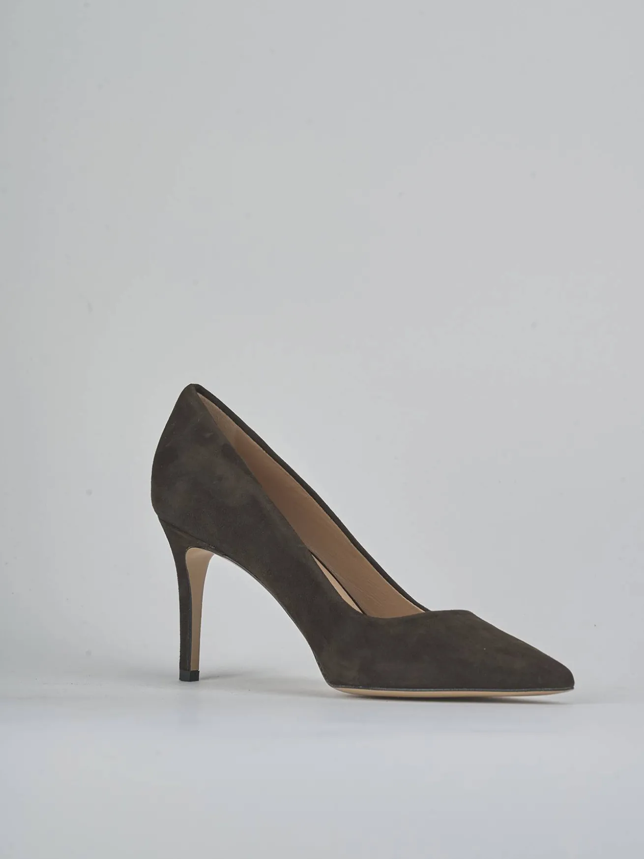 Décolleté tacco 7cm camoscio testa