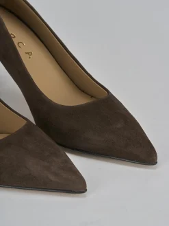 Décolleté tacco 7cm camoscio testa