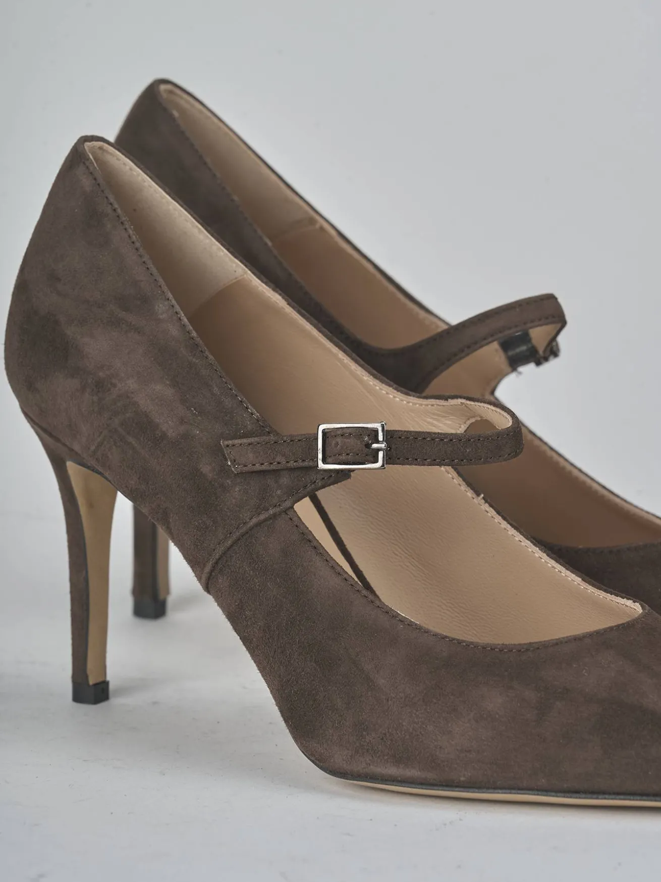 Décolleté tacco 7cm camoscio testa