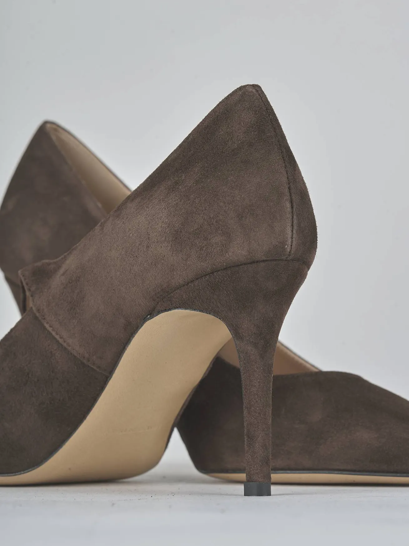 Décolleté tacco 7cm camoscio testa