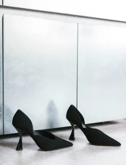 Décolleté tacco 9cm camoscio nero