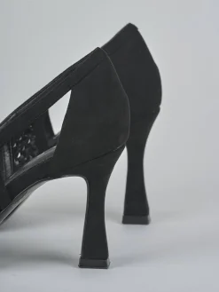 Décolleté tacco 8cm camoscio sostenible nero