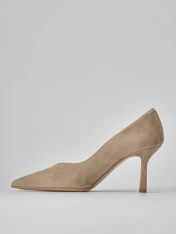 Décolleté tacco 7cm camoscio beige