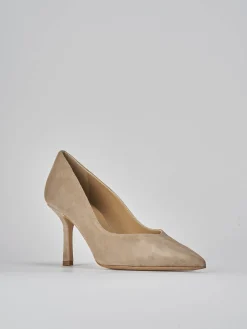 Décolleté tacco 7cm camoscio beige