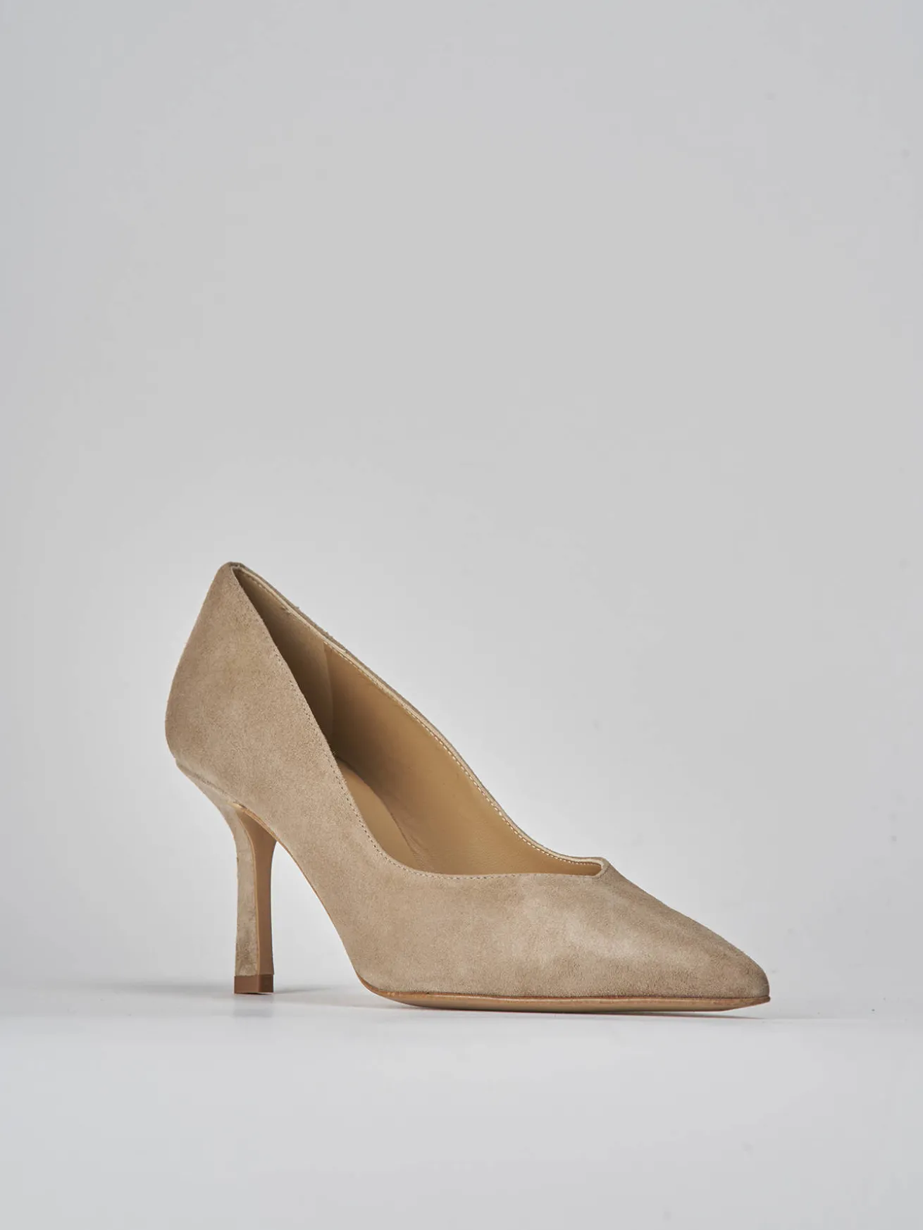 Décolleté tacco 7cm camoscio beige