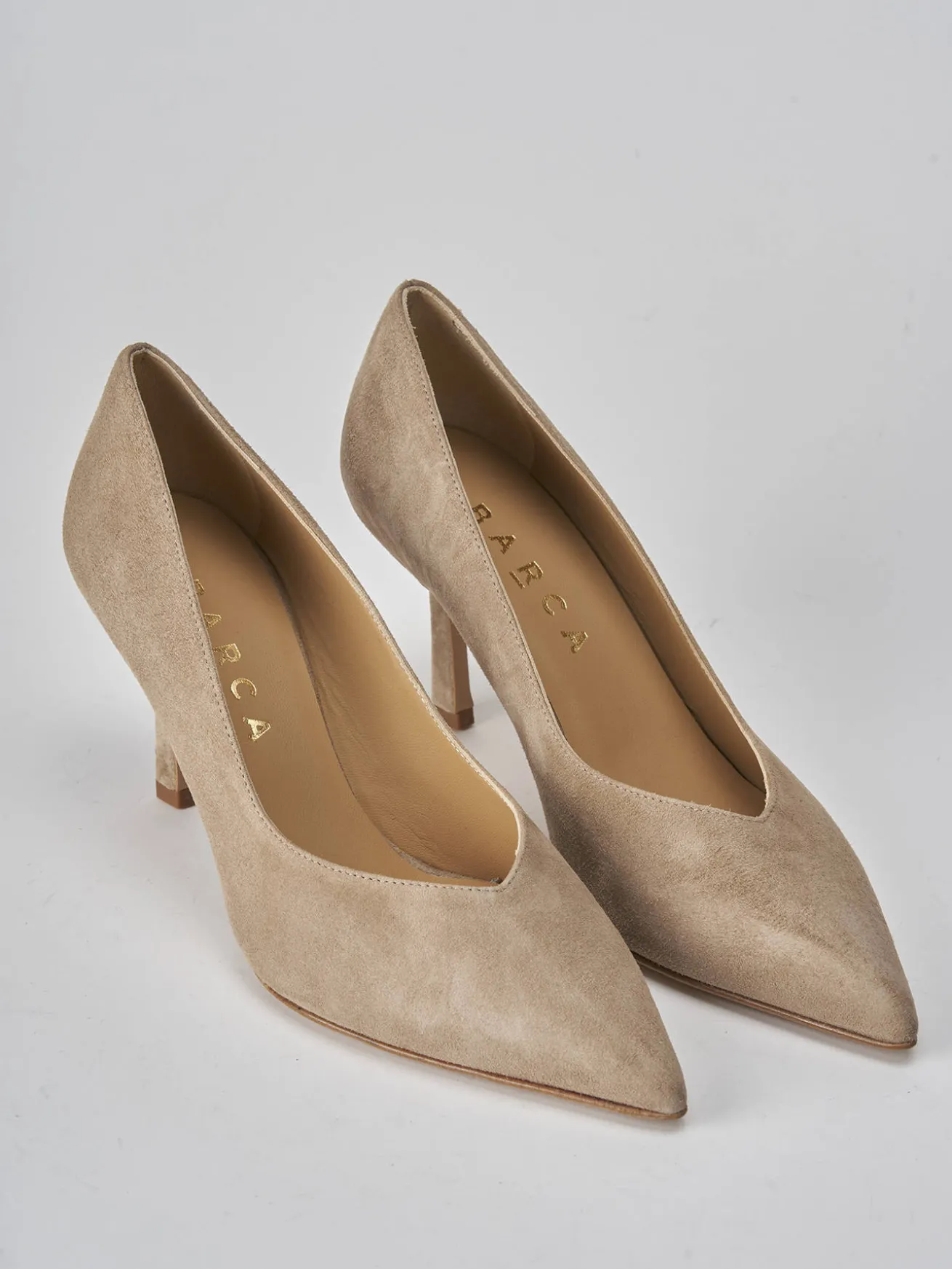 Décolleté tacco 7cm camoscio beige